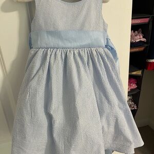 Elegant Light Blue Striped Kids Dress